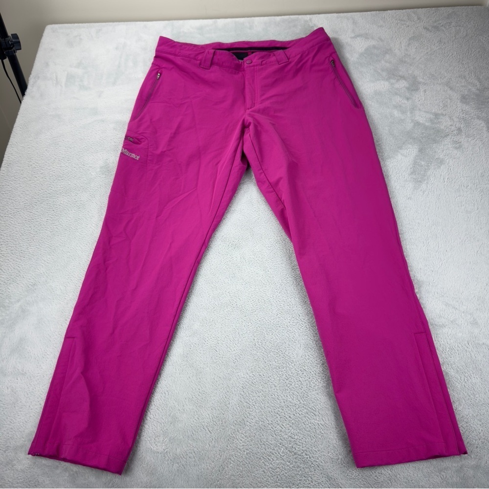 Marmot Women sz 14 (XXL) Pink Wide Leg Snowboard Ski Pants 35 Waist x 30 Length